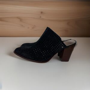 Sam Edelman Women's Suede Mule Heels Size 8 Black Pointed Toe Slip On